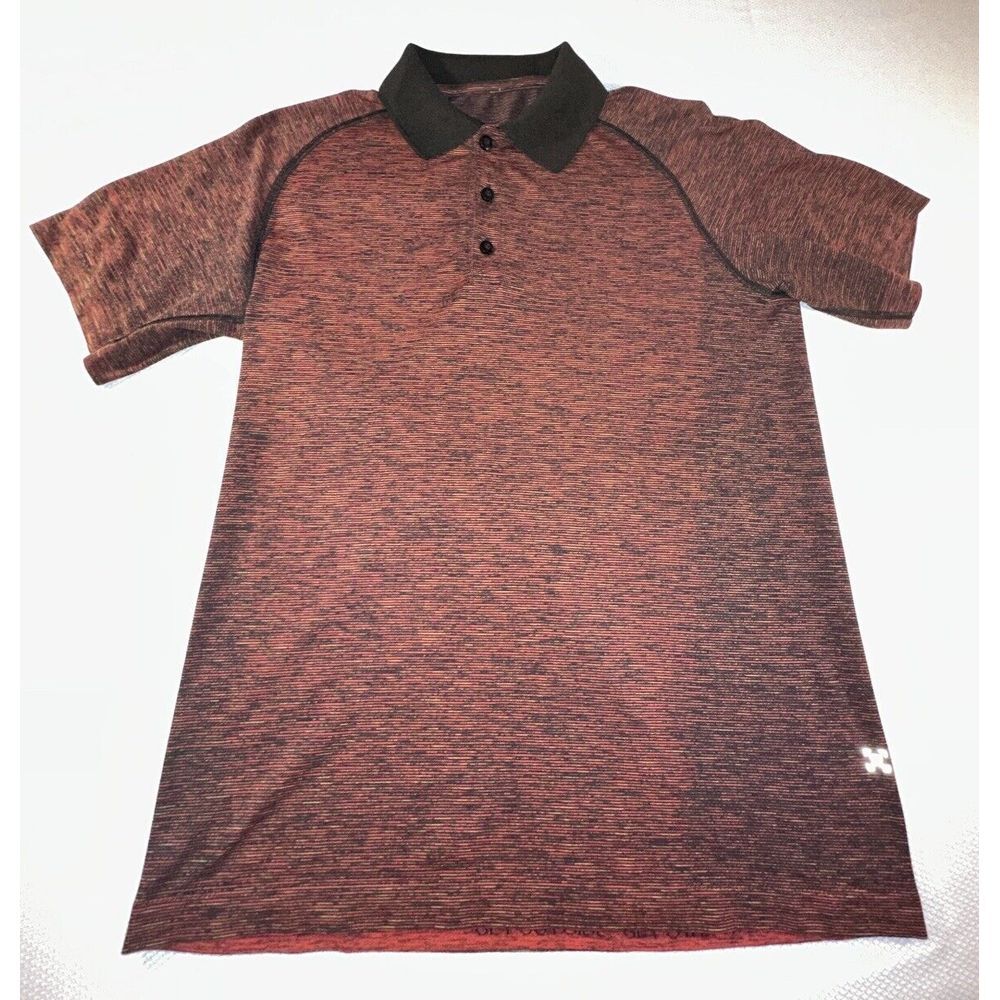 Lululemon Polo Shirt Men Medium Red Metal Vent Tech 2.0 Magma Athleisure Perform